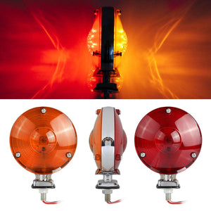 Partsam 2Pcs 4 Inch Round Double Face Star Led Pedestal Lights Mount Stop Tail Brake Turn Signal Lights Trucks Semi Trailers Tractors Fender Mount Lights Lamps