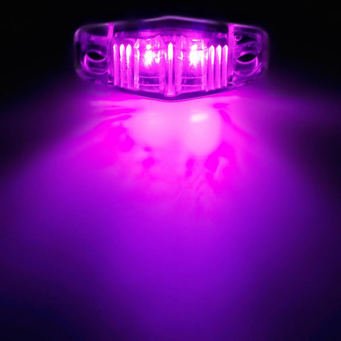 Image of Partsam 10Pcs 2.5inch Inch Mini Oval Pink Purple Led Side Marker Clearance Lights 2 Diodes Clear Lens Waterproof Surface Mount Sealed 12V Car Truck Lorry Van Boat Trailer Marine Led Courtesy Lights