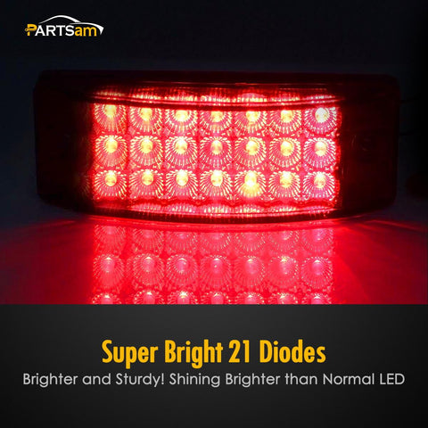 Image of Partsam 2Pcs Red 6" LED Rectangle Side Marker and Clearance Trailer Lights 21 Diodes with Reflectors Waterproof 12V Sealed 6x2 Rectangular Led Stop Turn Tail Brake Lights Dual Mode Surface Mount