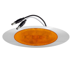 Partsam 10Pcs 6-5/8 Amber Led Side Marker Lights 4LED Chrome Surface Mount with Bullet Plugs Waterproof Replacement for Peterbilt/Kenworth/Freightliner Led Cab Panel Marker Lights Sealed