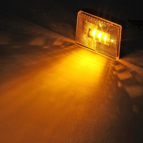 Image of Partsam 4pcs AMBER Square Clearance Side Marker Light Trailer RV w reflex reflector, 2-4/5inch Rectangular amber stud-mount Led marker lights reflectorized