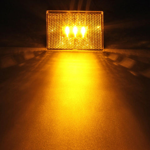 Image of Partsam 4pcs AMBER Square Clearance Side Marker Light Trailer RV w reflex reflector, 2-4/5inch Rectangular amber stud-mount Led marker lights reflectorized