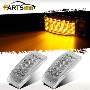 Partsam Pair 6inch Amber Side Front Marker Light Turn Signal Light High Low Brightness Sealed, 20 Diodes, Trailer Clearance and led marker lights, 6x2 Rectangular Rectangle led lights, 3 Wires