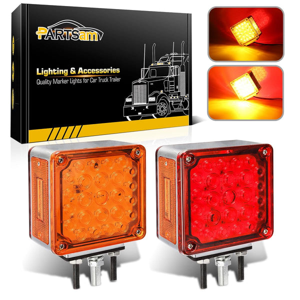 Czyopo 52 LED Double Face Truck Lights - Amber Front/Back, For Peterbilt Kenworth Freightliner (2 PCS)