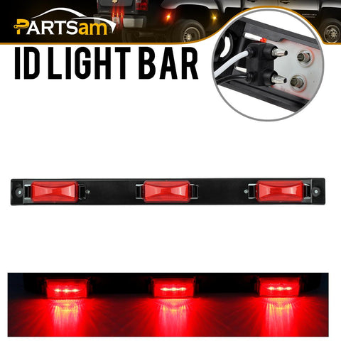 Image of Partsam 17inch Inch Red Truck Trailer Identification Light Bar 3-Light Waterproof Sealed Led Trailer Light Bar 12V Replacement for F150 F250 F350 RAM 1500 2500 3500 Silverado Sierra