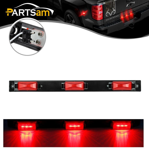 Image of Partsam 17inch Inch Red Truck Trailer Identification Light Bar 3-Light Waterproof Sealed Led Trailer Light Bar 12V Replacement for F150 F250 F350 RAM 1500 2500 3500 Silverado Sierra