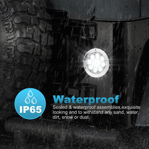 Partsam 4 Red + 2 White 4inch Round Led Stop Turn Tail Back-up Reverse Fog Lights Include Lights Flange Mount 12 LED for Truck Trailer RV