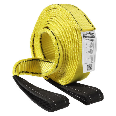 Image of Premium 2 Pcs Crane Towing Strap 20 feet x 2inch Durable 3400Dtex - Heavy Duty Web Sling - Corrosion Resistance Polyester Industrial Flat Eye-Eye Ropes