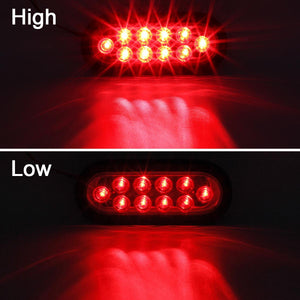 Partsam 2pcs Waterproof 6inch inch Oval Sealed Stop Turn Tail Brake Marker Red 10 LED Truck Trailer Light Kit w/Grommet Plug,Mounting Brackets