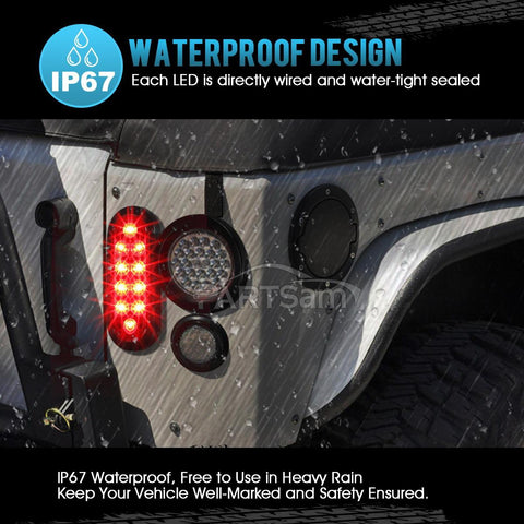 Image of Partsam 2pcs Waterproof 6inch inch Oval Sealed Stop Turn Tail Brake Marker Red 10 LED Truck Trailer Light Kit w/Grommet Plug,Mounting Brackets