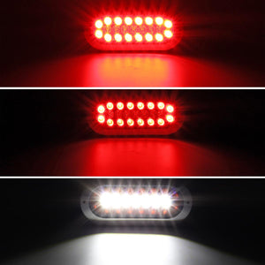 Partsam 2Pcs 6-1/2inch Oval Led Trailer Tail Lights 23 LED Flange Mount Waterproof Combo Red Stop Brake Tail Running Lights Taillights White Back Up and Reverse Lights Sealed with Reflectors 12V DC