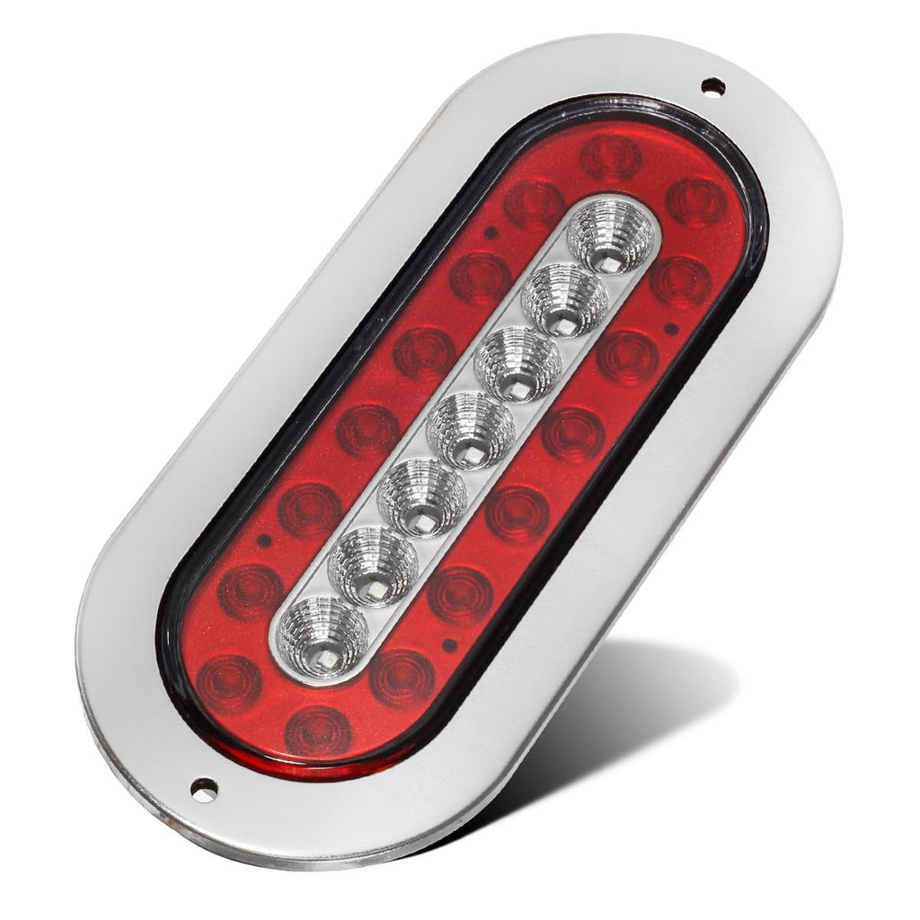 Partsam 2Pcs 6-1/2inch Oval Led Trailer Tail Lights 23 LED Flange Mount Waterproof Combo Red Stop Brake Tail Running Lights Taillights White Back Up and Reverse Lights Sealed with Reflectors 12V DC