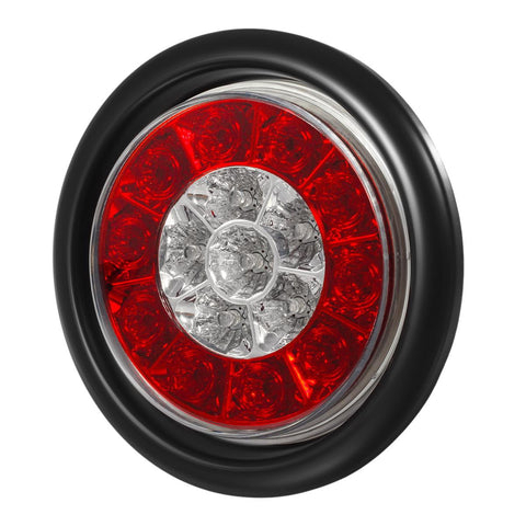 Image of Partsam 2Pcs 4inch Inch Round LED Trailer Tail Lights 16LED w Rubber Grommet, Waterproof Sealed Round Red Stop Turn Tail Brake Running Lights White Reverse Backup Lights Lamps for RV Trailer Trucks