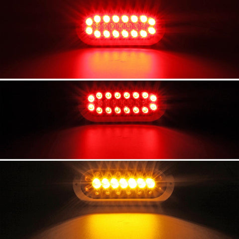 Image of Partsam 2Pcs 6.5inch Oval Led Trailer Tail Lights with Indicators 23 LED Flange Mount Combo Red Stop Turn Brake Tail Running Lights Taillights Amber Parking Indicator Lights Sealed w/Reflectors 12V DC