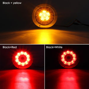 Partsam 4inch Inch Round Led Trailer Taillights Stop Brake Lights Running Red and Amber Parking and Turn Signal Lights, Sealed Double Color Round Led Lights w/ Stainless Steel Rings Flange Mount (4Pack)