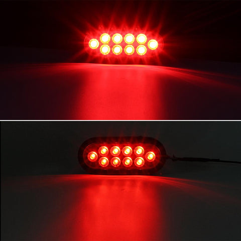 Image of Partsam 2Pcs 6 Inch Oval Red Led Trailer Tail Lights 10 Diodes Smoke Lens Stop Brake Turn Lights Grommet and Pigtails Submersible 12V Sealed for RV Trucks, 6 Oval led Tail Lights Smoked