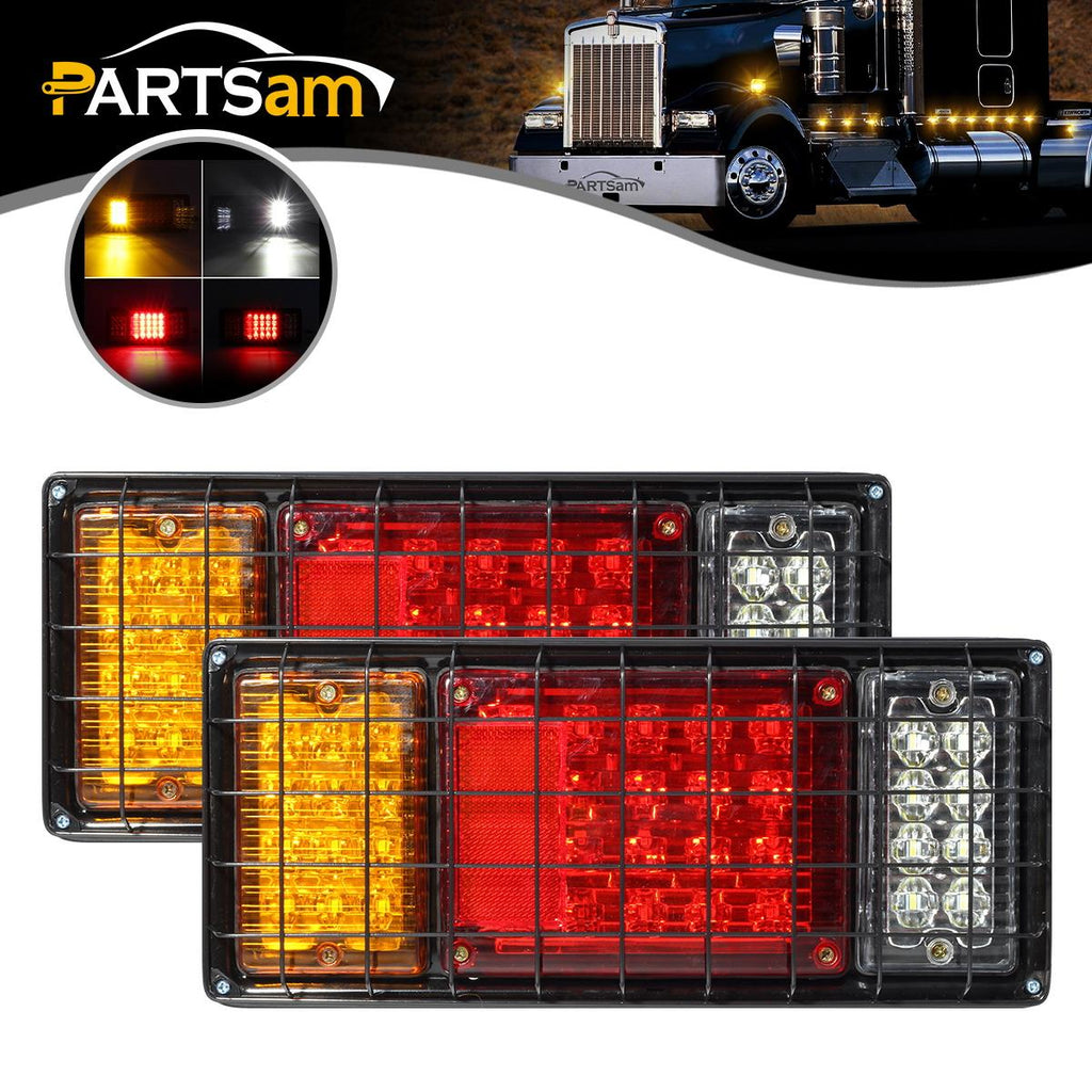 Partsam 2Pcs LED Truck Trailer Tail Lights Bar Kit 40 LED Waterproof Tail  Turn Signal Brake Light Running Reverse Light with Iron Net Protection 5