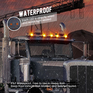 Partsam 5PCS 21LED Smoke Torpedo Cab Marker Roof Running Top Lights Assembly Super Bright Chrome Heavy Duty Trucks Lights Replacement for International Kenworth/Peterbilt/Freightliner/Mack