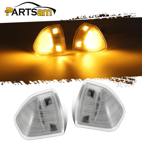 Image of Partsam LED Side Mirror Turn Signal Light Left and Right Lamps Tow Light Clear Cover Lens Compatible with Ram 1500 2500 3500 4500 5500 2010 to 2018 68302828AA 68302829AA