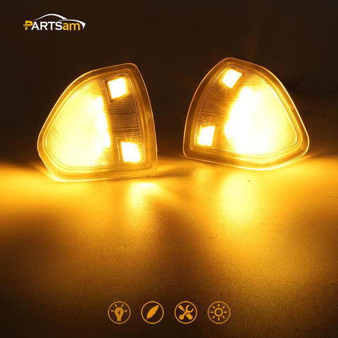 Image of Partsam LED Side Mirror Turn Signal Light Left and Right Lamps Tow Light Clear Cover Lens Compatible with Ram 1500 2500 3500 4500 5500 2010 to 2018 68302828AA 68302829AA