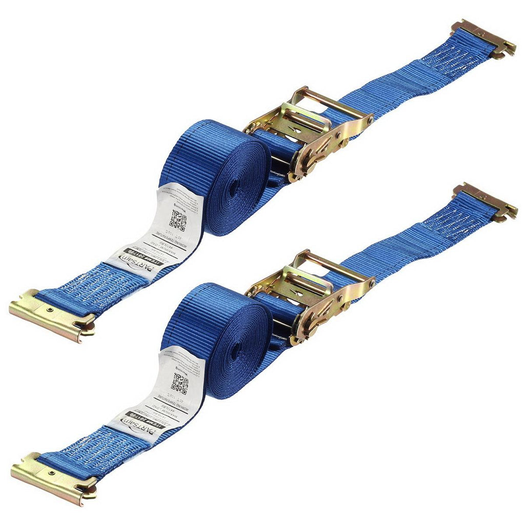 TWO 2 x 20' E Track Cam Straps, Durable Cam Buckle Strap Cargo TieDowns,  Heavy Duty Blue Polyester Tie-Downs, ETrack Spring Fittings, Tie Down  Motorcycles, Trailer Loads, by DC Cargo Mall 
