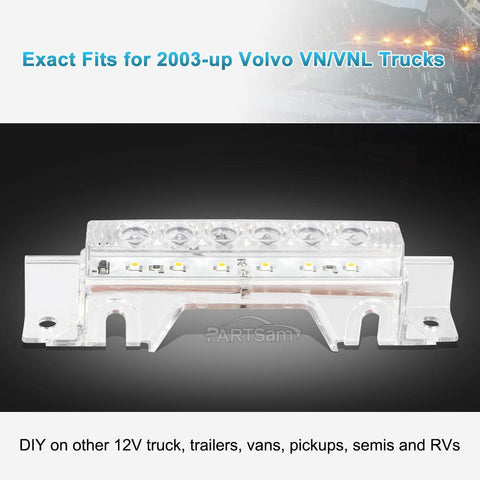 Image of Partsam 5PCS Clear Lens 6LED Amber Cab Light Truck Trailer Top Cab Marker Roof Running Light Waterproof Reflective Lights Assembly Compatible with 2004 VN/2003-2020 VNL Trucks