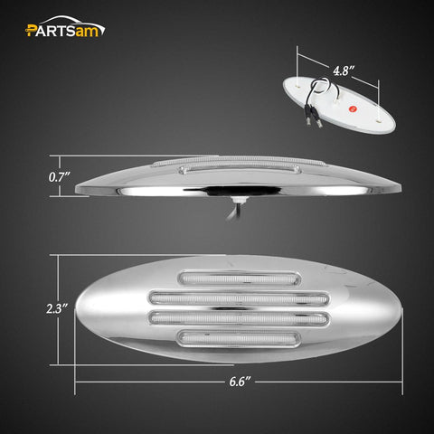 Image of Partsam 10Pcs 6-3/5 Inch Flat-line Oval Stealth Amber Led Side Marker Lights Clear Lens 18LED Sealed w Bullet Plug Flush Mount Waterproof Led Front Fender Marker Lights Panel