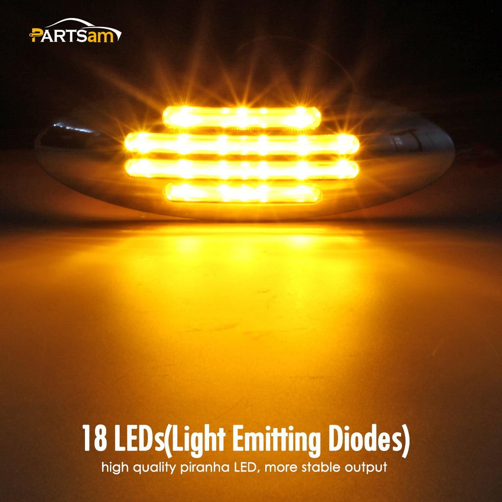 Partsam 10pc Amber LED Marker Lights | 6-3/5 Inch Flatline Clearance Lights For Semi Trucks