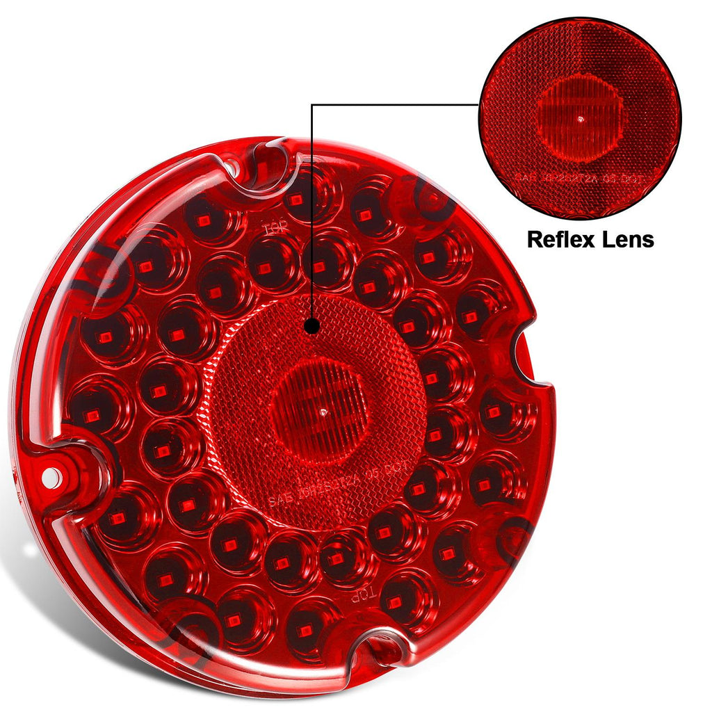 Red Led Rear Bus Light Partsam 2Pcs 7inch Round Transit Tail Lights Red 36 LED, 7 Inch Red Bu