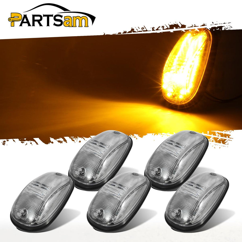 Partsam 5PCS Cab Marker Clear/Amber 45LED Top Roof Light Compatible with Dodge Ram 1500 2500 3500 4500 5500 Pickup 2003 2004 2005 2006 2007 2008 2009 2010 2011 2012 2013 2014 2015 2016 2017 2018