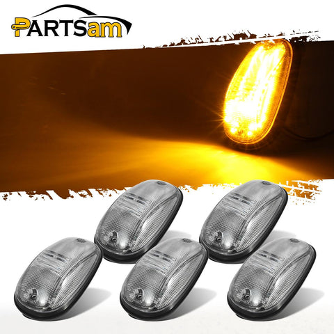 Image of Partsam 5PCS Cab Marker Clear/Amber 45LED Top Roof Light Compatible with Dodge Ram 1500 2500 3500 4500 5500 Pickup 2003 2004 2005 2006 2007 2008 2009 2010 2011 2012 2013 2014 2015 2016 2017 2018