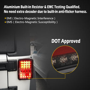 Partsam Pair 4D Jee p LED Tail Lights Assembly DOT Approved, Compatible with Wrangler JK JKU 2007-2018, High Intensity Rear Tail lights w/Parking Light, Brake Turn Signal Reverse Light (Clear Lens)