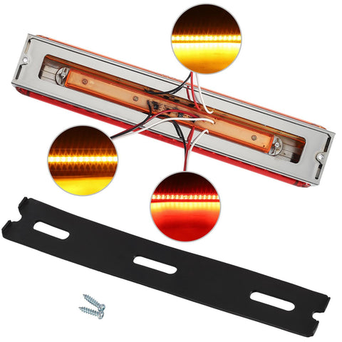 Image of Partsam 2Pcs 12inch Double Face Stop Turn Tail Light Bar Chrome with Side Marker Indicator Lights 55 LED, 12 Inch Triple Face Led Trailer Light Bar Surface Mount, 12inch Double Face Auxiliary Light Bar