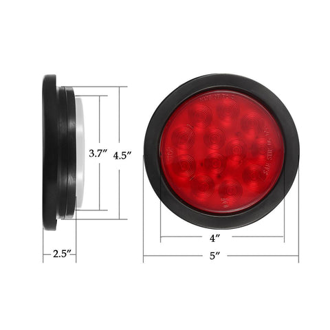 8-Pack 4 Inch Round 12-LED Trailer Tail Lights – Red Stop/Turn/Tail With Grommets