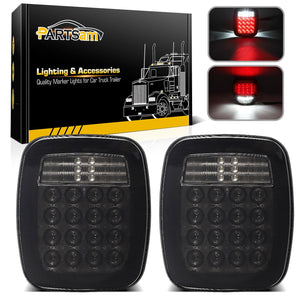 Partsam Smoked Square LED Signal Tail Lights for Jeep