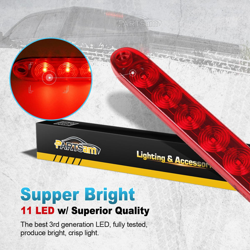 2-Pack Red 17" LED Trailer Light Bars - Stop/Turn/Tail/Brake Lights, Waterproof, 11 Diodes