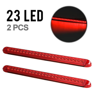 Partsam 2PC Red 17inch 23 LED Light Bar Stop Turn Tail Third 3rd Brake Light Trailer Center Light Bar Car Truck Cargo Trailer Toy Hauler Trailer Tail Light Bar Surface Mount Waterproof