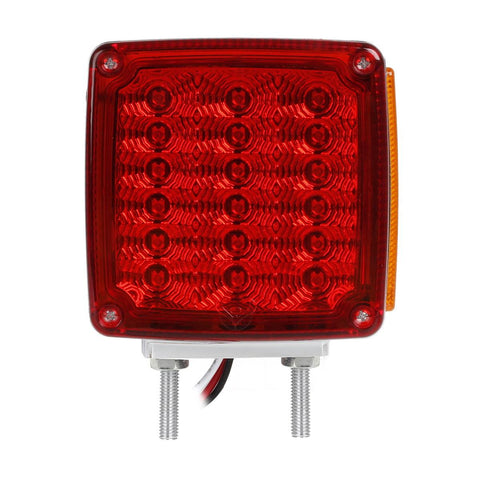 Image of Partsam 2x Truck Trailer Square Double Face Pedestal Stop Turn Tail Light Amber / Red 39 LED for Trucks