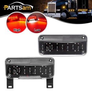 Partsam Red LED RV Camper Trailer Stop Turn Brake Tail Lights/License Plate Light Holder Bracket Surface Mount Led Low Profile Combination RV Tail Lights Clear Lens - Black Base