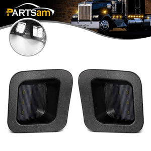 Partsam Full Led License Plate Lights Lamp Assembly Smoke Black Housing Compatible with Dodge Ram 1500 2500 3500 2003-2018 Pickup Truck Rear Step Bumper Replacement, Pack of 2