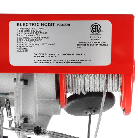 Image of electric hoist with wireless remote control