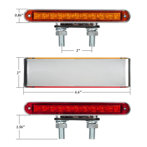 Image of Partsam 2Pcs 6.5inch Red / Amber LED Combo Double Face Truck Semi Trailer Light Bars 10LED Waterproof with Double Studs Sealed Truck Trailer Led Pedestal Turn Signal Stop Tail Marker Clearance Lights 12V