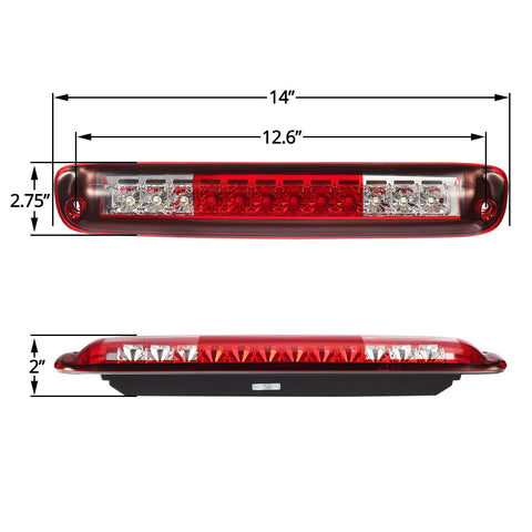 Image of Partsam High Mount Stop Light Third 3rd Brake Light Replacement for Silverado and Sierra 1500 1500 HD 2500 HD 3500 1999 to 2007 LED Rear Cab Roof Center Mount Brake Stop Tail Cargo Light Lamp (Red)