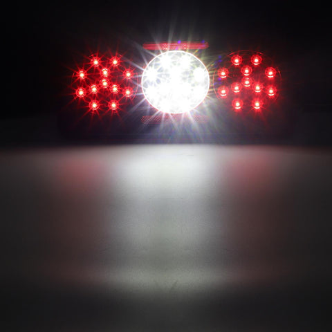 Image of Partsam Rectangular Triple LED Trailer Tail Light Red RV Camper Motorhome Stop Turn Tail Backup Reverse Lights Vertical and Horizontal Mount