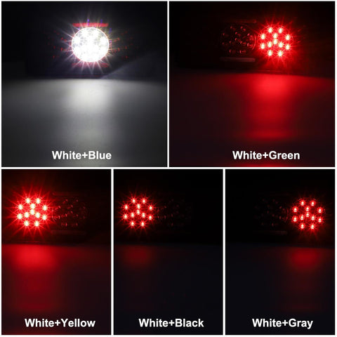 Image of Partsam Rectangular Triple LED Trailer Tail Light Red RV Camper Motorhome Stop Turn Tail Backup Reverse Lights Vertical and Horizontal Mount