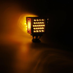 Partsam 2Pcs Double Face Trailer Pedestal Turn Signal Parking Lights with Chrome Visors, Amber/Amber Dual Face Square 52 LED Fender Stud Mount Light for Peterbilt Freightliner Kenworth, Dual Studs